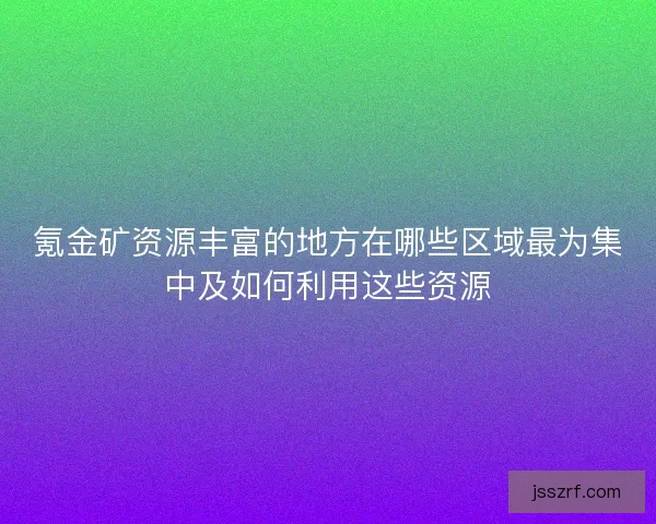 氪金矿资源丰富的地方在哪些区域最为集中及如何利用这些资源
