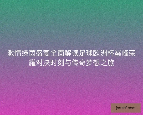 激情绿茵盛宴全面解读足球欧洲杯巅峰荣耀对决时刻与传奇梦想之旅