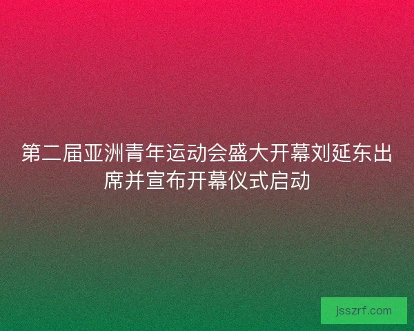 第二届亚洲青年运动会盛大开幕刘延东出席并宣布开幕仪式启动