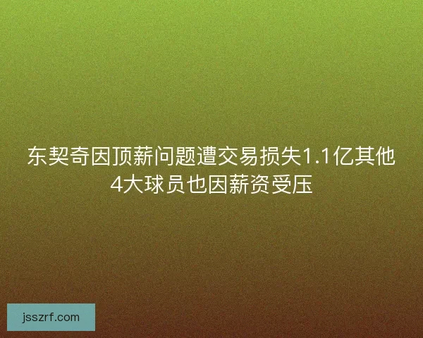 东契奇因顶薪问题遭交易损失1.1亿其他4大球员也因薪资受压