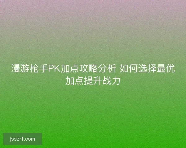 漫游枪手PK加点攻略分析 如何选择最优加点提升战力